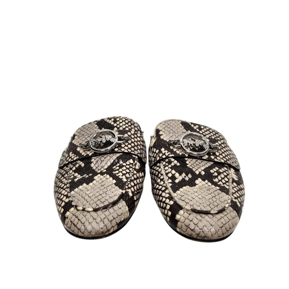 COACH Scotty Python Shoes Womens 6 Beige Snake Leather Loafer Mules Slip‎ On